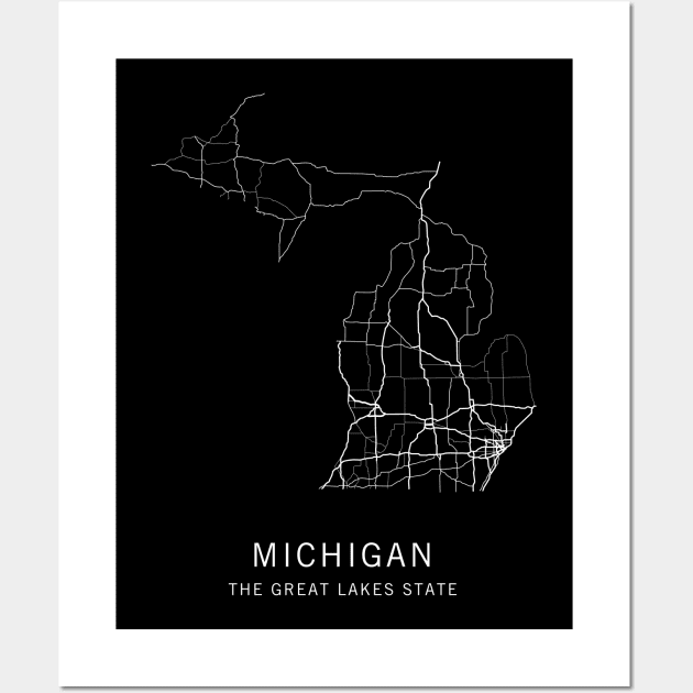 Michigan State Road Map Wall Art by ClarkStreetPress